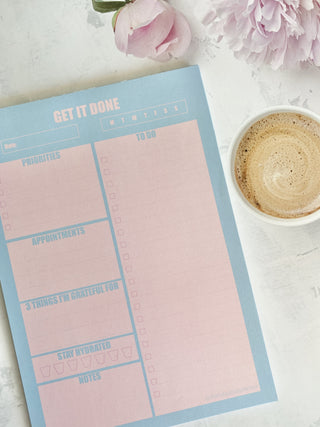 Blue & Pink Large Daily Notepad
