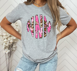 Leopard Valentine’s Monogram Graphic Tee, Merch Girls - A Blissfully Beautiful Boutique