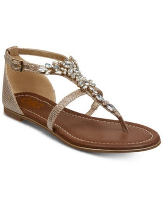 G by Guess Womens Deers Fabric Split Toe Casual Ankle Strap, Gold, Size 6.0, Vanessa Jane - A Blissfully Beautiful Boutique