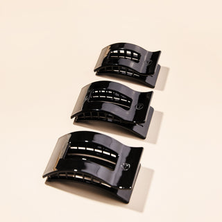 Jet Black Large Flat Rectangle Hair Clip, TELETIES - A Blissfully Beautiful Boutique