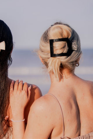 Jet Black Large Flat Square Hair Clip, TELETIES - A Blissfully Beautiful Boutique