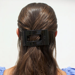 Jet Black Medium Flat Rectangle Hair Clip, TELETIES - A Blissfully Beautiful Boutique