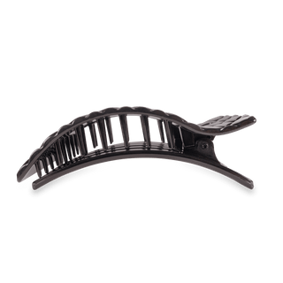 Jet Black Quilted Large Flat Rectangle Hair Clip