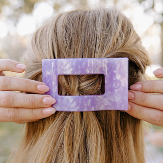 Lavender Mist Medium Flat Rectangle Hair Clip, TELETIES - A Blissfully Beautiful Boutique