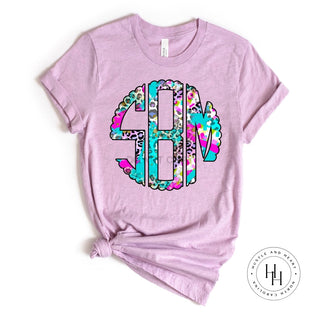 Leopard Brush Monogram Graphic Tee, Merch Girls - A Blissfully Beautiful Boutique