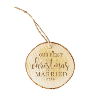 First Christmas Married Wood Ornament