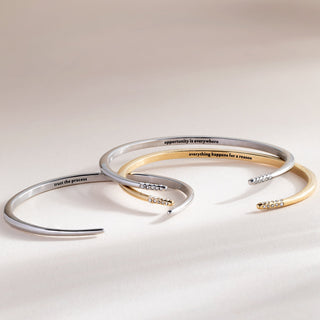 “Everything Happens For A Reason” Open Tusk Cuff Bracelet