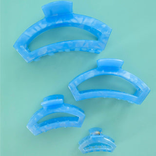 Open Blue Lagoon Medium Hair Clip, TELETIES - A Blissfully Beautiful Boutique