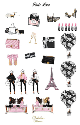 Paris Love Cute Matte Planner Stickers