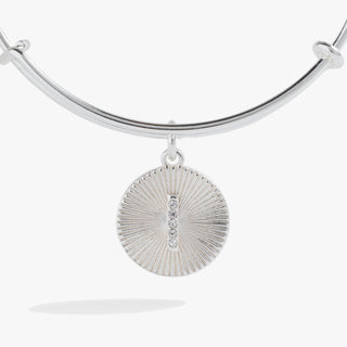 Initial I Pave Starburst Texture Bangle