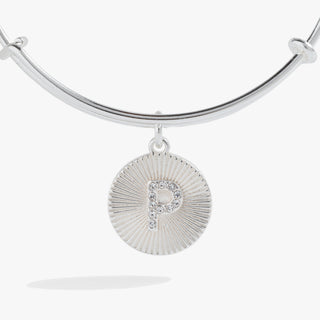 Initial P Pave Starburst Texture Bangle
