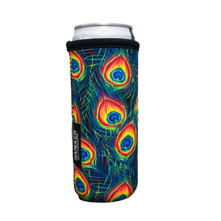 Peacock Feathers 12oz Slim Can Sleeve, Drink Handlers - A Blissfully Beautiful Boutique