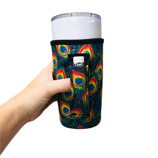 Peacock Feathers 20oz Large Coffee / Tea / Tumbler Handler™, Drink Handlers - A Blissfully Beautiful Boutique
