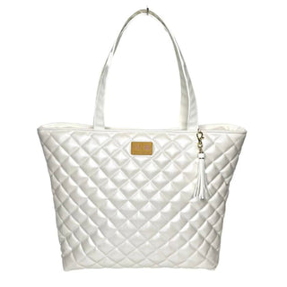 Makeup Junkie - Luxe Quilted Ivory Pearl Tote Pre-Order