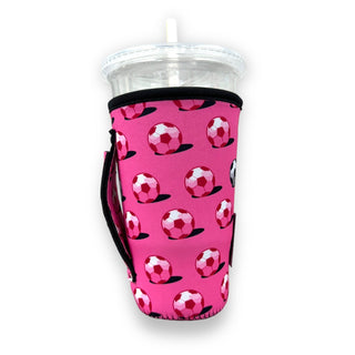 Pink Soccer 20oz Large Coffee / Tea / Tumbler Handler™, Drink Handlers - A Blissfully Beautiful Boutique