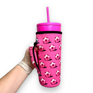Pink Soccer 30oz Tumbler Handler™, Drink Handlers - A Blissfully Beautiful Boutique