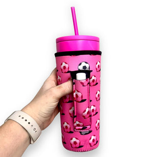 Pink Soccer 30oz Tumbler Handler™, Drink Handlers - A Blissfully Beautiful Boutique