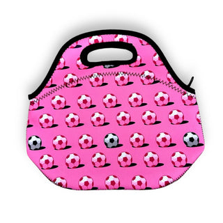 Pink Soccer Lunch Bag Tote, Drink Handlers - A Blissfully Beautiful Boutique