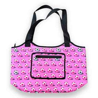 Pink Soccer Neoprene Tote, Drink Handlers - A Blissfully Beautiful Boutique