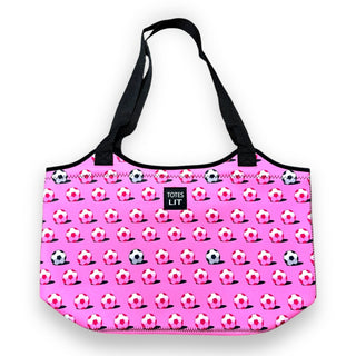 Pink Soccer Neoprene Tote, Drink Handlers - A Blissfully Beautiful Boutique
