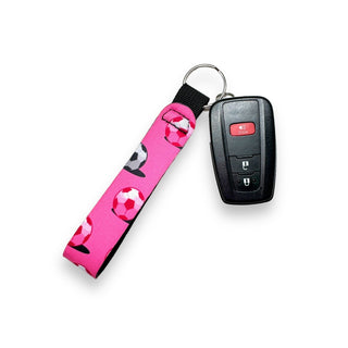 Pink Soccer Wristlet Keychain, Drink Handlers - A Blissfully Beautiful Boutique