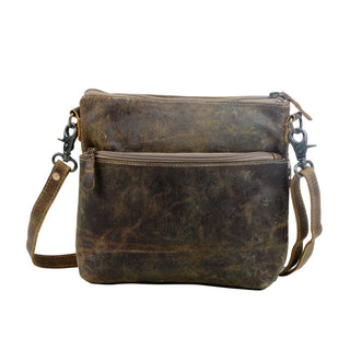 Myra Feline Hairon Leather Crossbody Bag Suede Finish, Leopard Print Front, Adjustable Strap for Everyday Chic, Myra USA - A Blissfully Beautiful Boutique