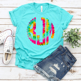 Scalloped Tie Dye Monogram Graphic Tee, Merch Girls - A Blissfully Beautiful Boutique