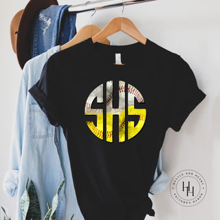 Softball Baseball Monogram Graphic Tee, Merch Girls - A Blissfully Beautiful Boutique
