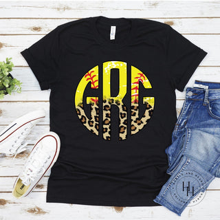 Softball Leopard Monogram Graphic Tee, Merch Girls - A Blissfully Beautiful Boutique