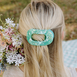 Spring Splash Medium Flat Round Hair Clip, TELETIES - A Blissfully Beautiful Boutique