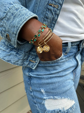 December Birthstone Emerald Cut Bangle