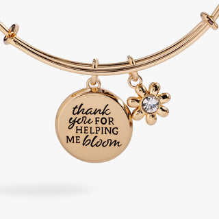 Thank You For Helping Me Bloom' Charm Bangle