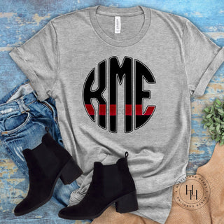 Thin Red Line Monogram Graphic Tee, Merch Girls - A Blissfully Beautiful Boutique
