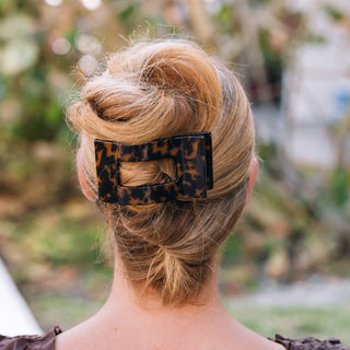 Tortoise Large Flat Rectangle Hair Clip, TELETIES - A Blissfully Beautiful Boutique