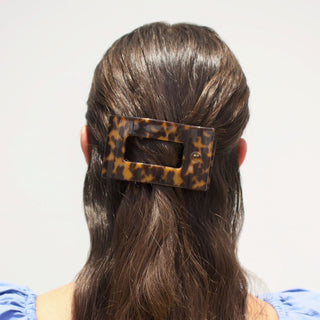 Tortoise Medium Flat Rectangle Hair Clip, TELETIES - A Blissfully Beautiful Boutique
