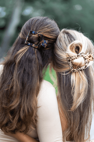 Tortoise Medium Flat Square Hair Clip, TELETIES - A Blissfully Beautiful Boutique
