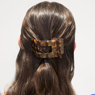 Tortoise Small Flat Rectangle Hair Clip, TELETIES - A Blissfully Beautiful Boutique