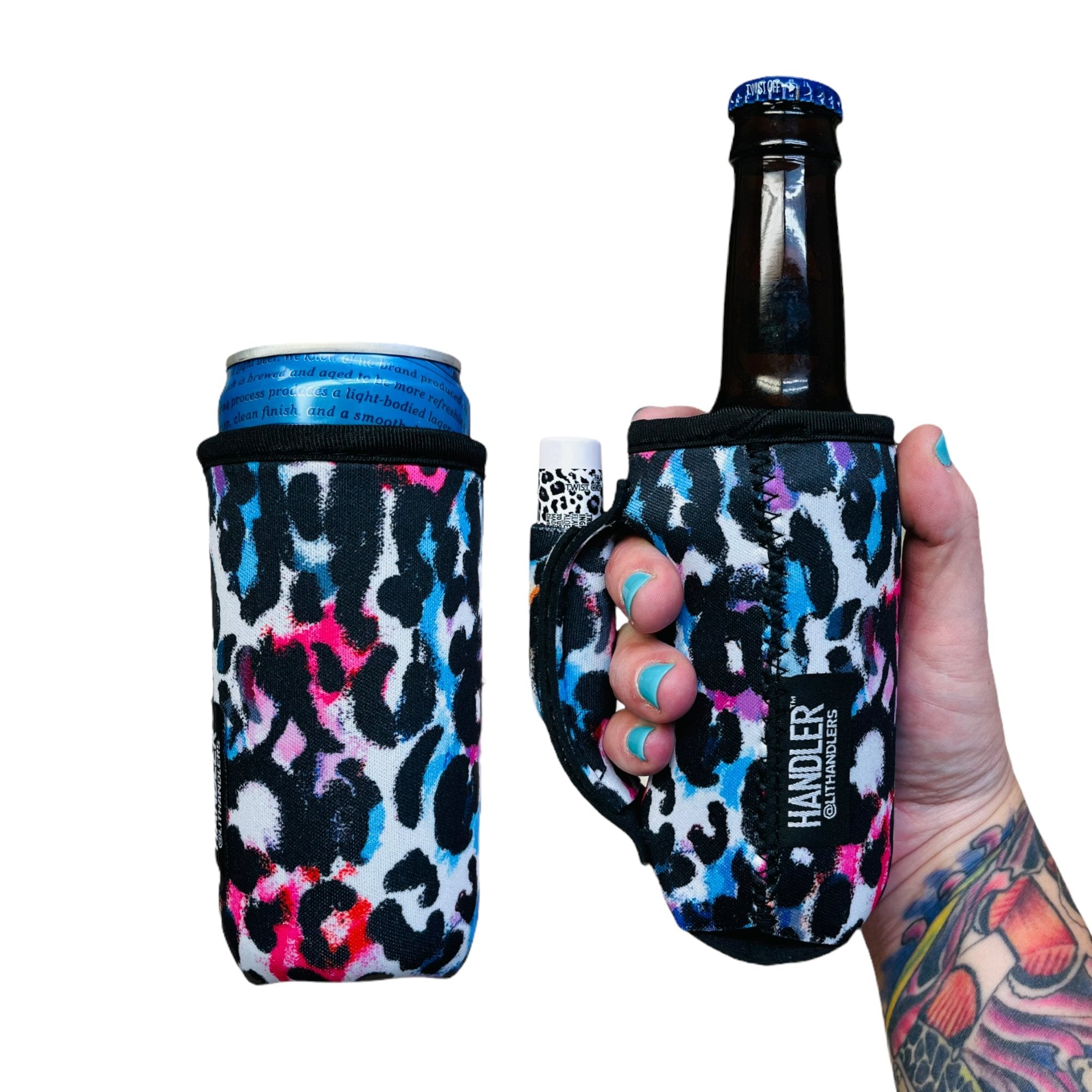 Watercolor Leopard 8-10oz Slim Can Handler