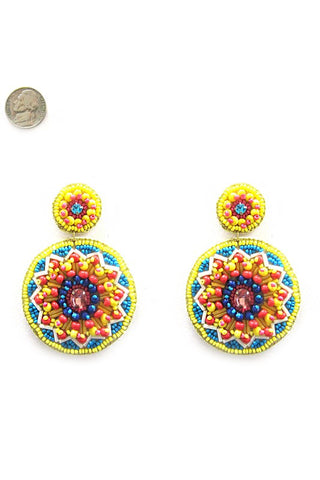 Round Drop Dangle Colorful Beaded Round Earrings