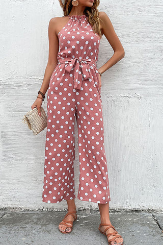 Polka Dot Grecian Wide Leg Jumpsuit, Trendsi - A Blissfully Beautiful Boutique