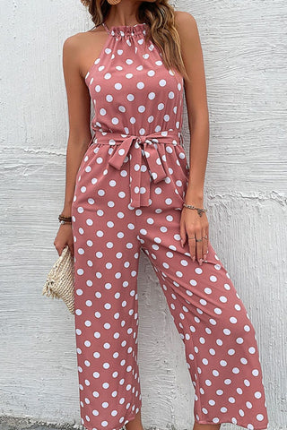 Polka Dot Grecian Wide Leg Jumpsuit, Trendsi - A Blissfully Beautiful Boutique