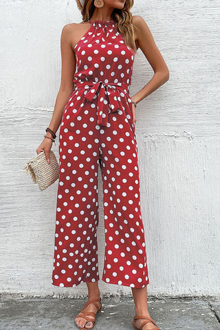 Polka Dot Grecian Wide Leg Jumpsuit, Trendsi - A Blissfully Beautiful Boutique