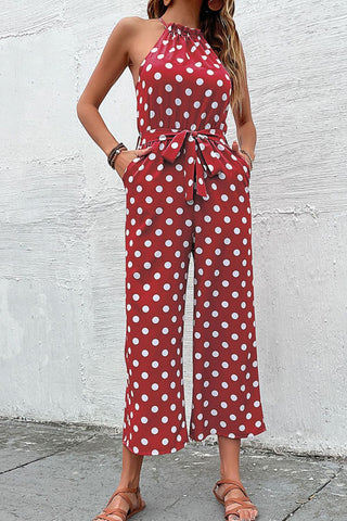 Polka Dot Grecian Wide Leg Jumpsuit, Trendsi - A Blissfully Beautiful Boutique