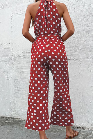Polka Dot Grecian Wide Leg Jumpsuit, Trendsi - A Blissfully Beautiful Boutique