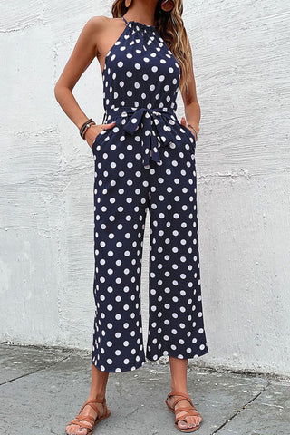 Polka Dot Grecian Wide Leg Jumpsuit, Trendsi - A Blissfully Beautiful Boutique