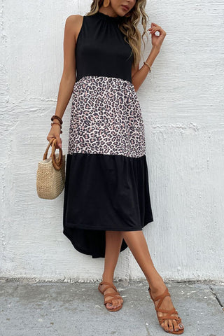 Leopard Contrast Sleeveless Maxi Dress, Trendsi - A Blissfully Beautiful Boutique