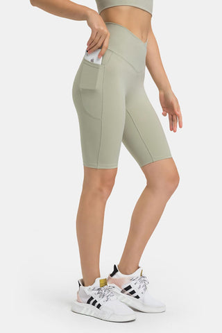 High Waist Biker Shorts with Pockets, Trendsi - A Blissfully Beautiful Boutique