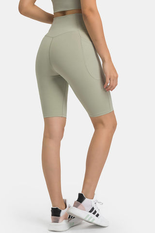 High Waist Biker Shorts with Pockets, Trendsi - A Blissfully Beautiful Boutique