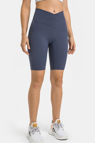 High Waist Biker Shorts with Pockets, Trendsi - A Blissfully Beautiful Boutique