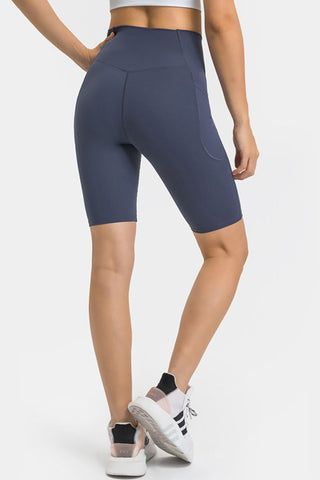 High Waist Biker Shorts with Pockets, Trendsi - A Blissfully Beautiful Boutique